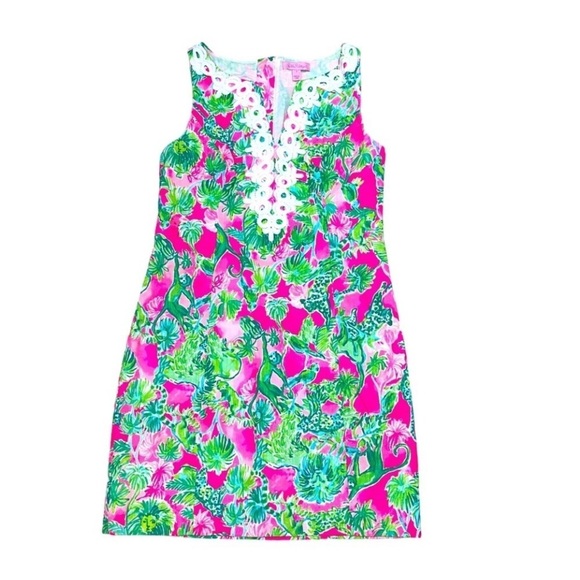 Lilly Pulitzer Gabby Shift Dress in Raz Berry Catty Shack Size 2 Pink Green - Picture 2 of 6